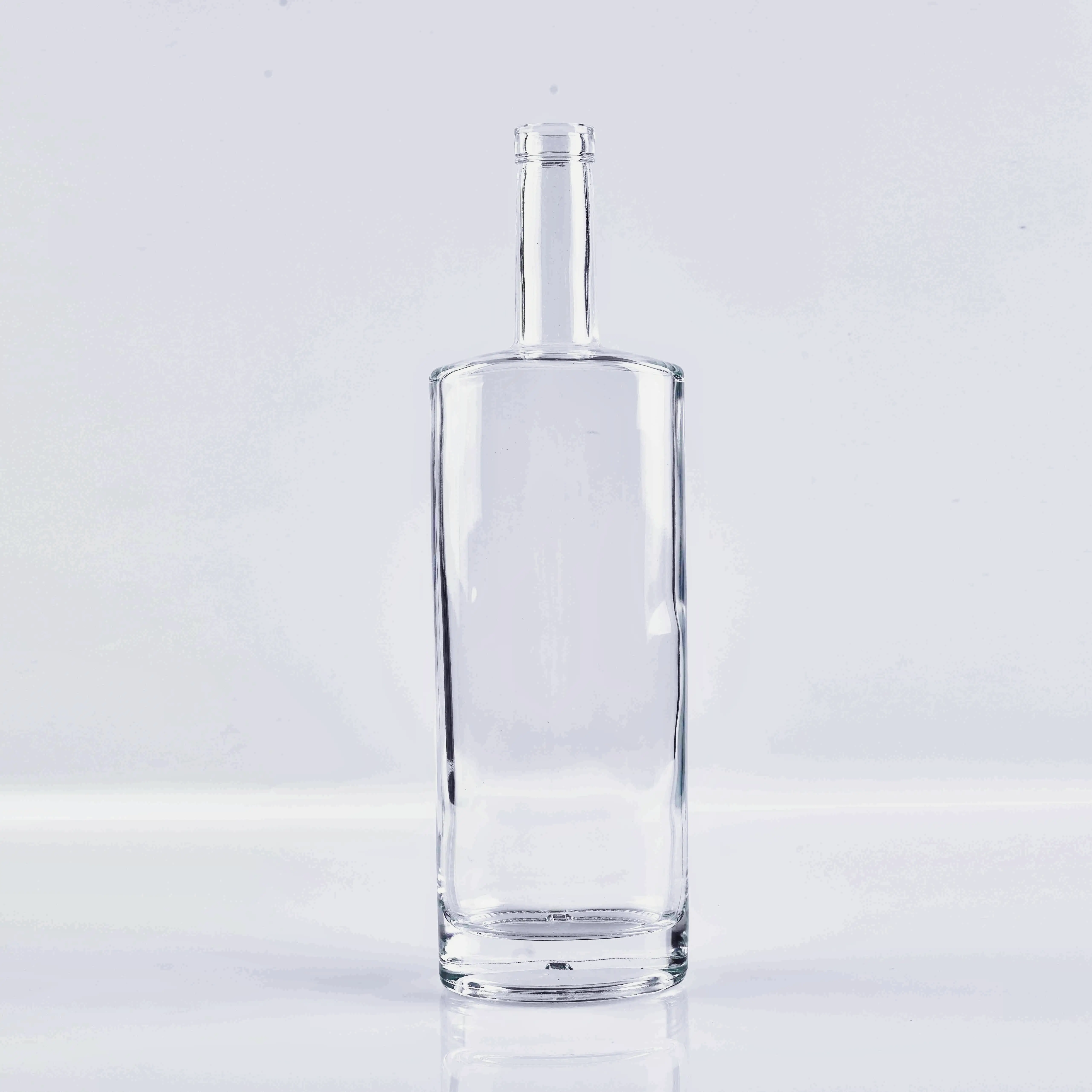Bouteille ovale en verre de 750ml pour tequila, mezcal, vodka
