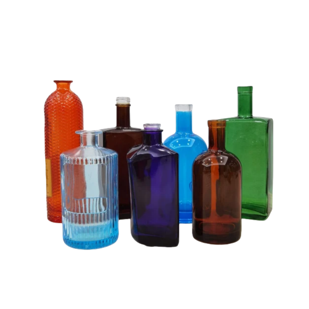 Bouteille en verre peinte